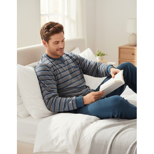 Paul Hopkins PHPYH26005A Paul Hopkins Heren Badstof Pyjama Petrol.