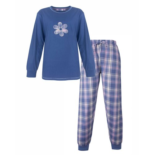 Irresistible IRPYD26003A Irresistible Dames Pyjama Blauw met Flanel broek.