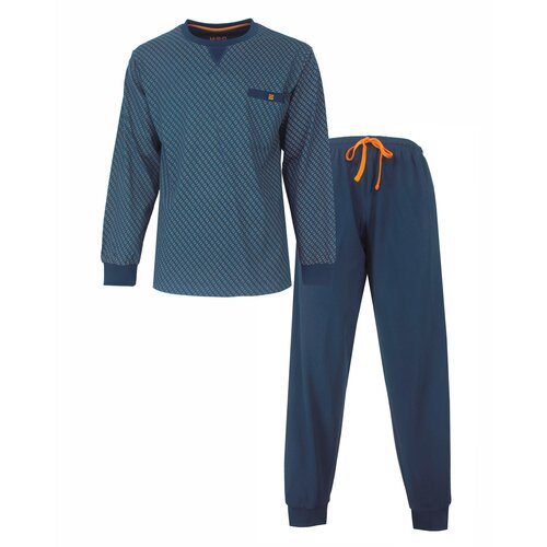 M.E.Q. MEPYH26005A MEQ Heren Pyjama Ronde Hals Petrol Blauw.