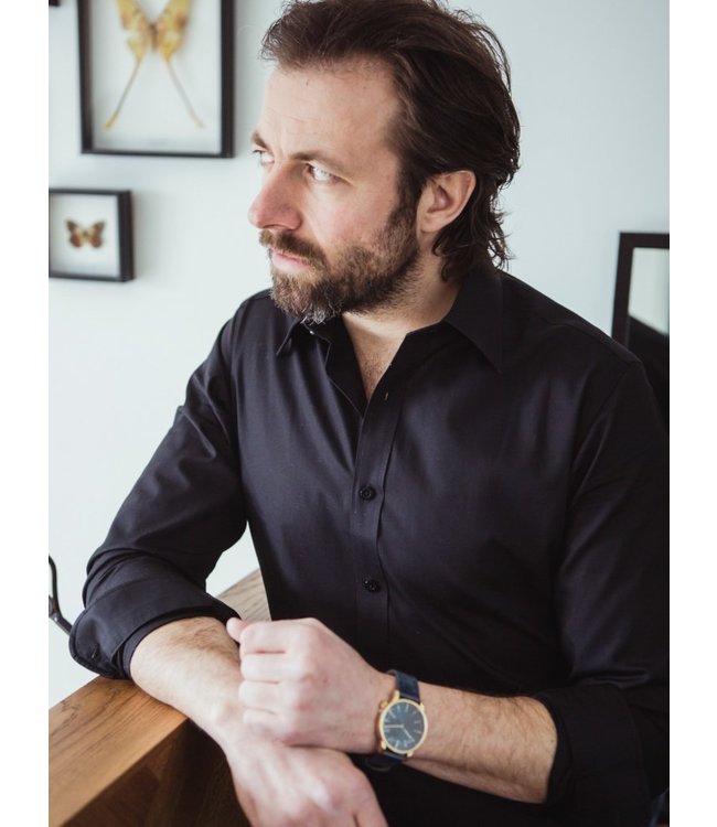 Turin hemd poplin zwart 1