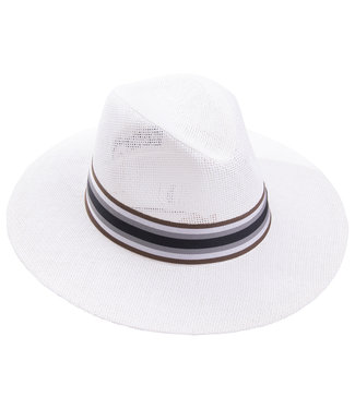 FORMEN hoed wit met gestreept lint