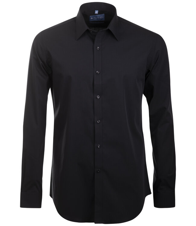 Turin hemd poplin zwart - slim fit 1