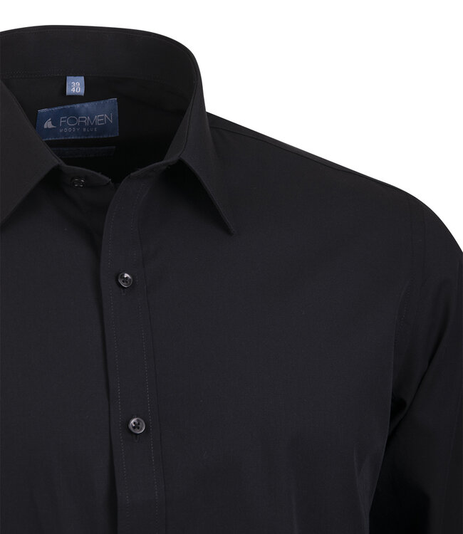 Turin hemd poplin zwart - slim fit 2