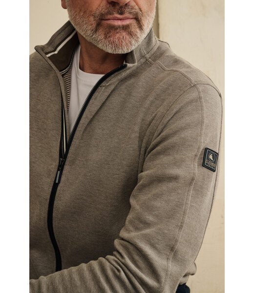 FORMEN sweater met rits taupe