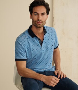 FORMEN polo piqué print blauw