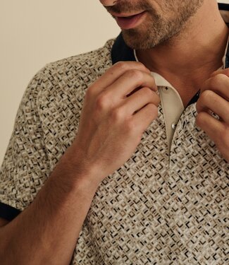 FORMEN polo piqué print beige