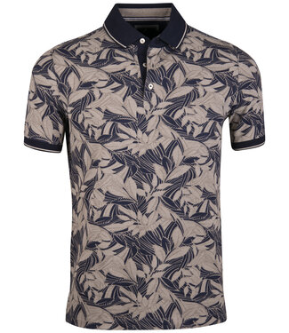 FORMEN polo leaves blauw-beige