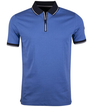 FORMEN polo jersey zip blauw