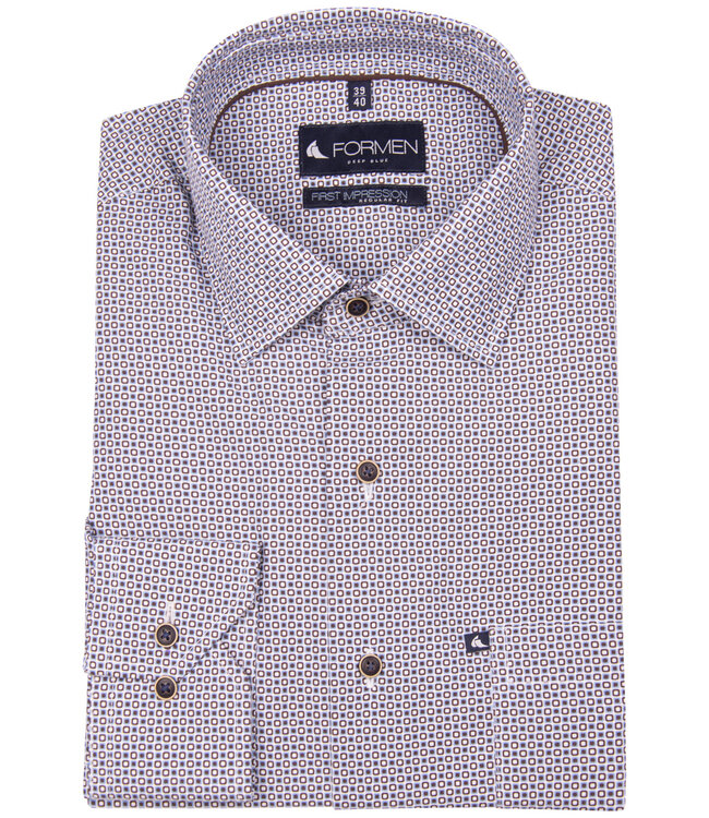 Blauw-bruin regular hemd square 1