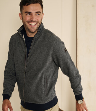 FORMEN Blauw gespikkeld sweatvest