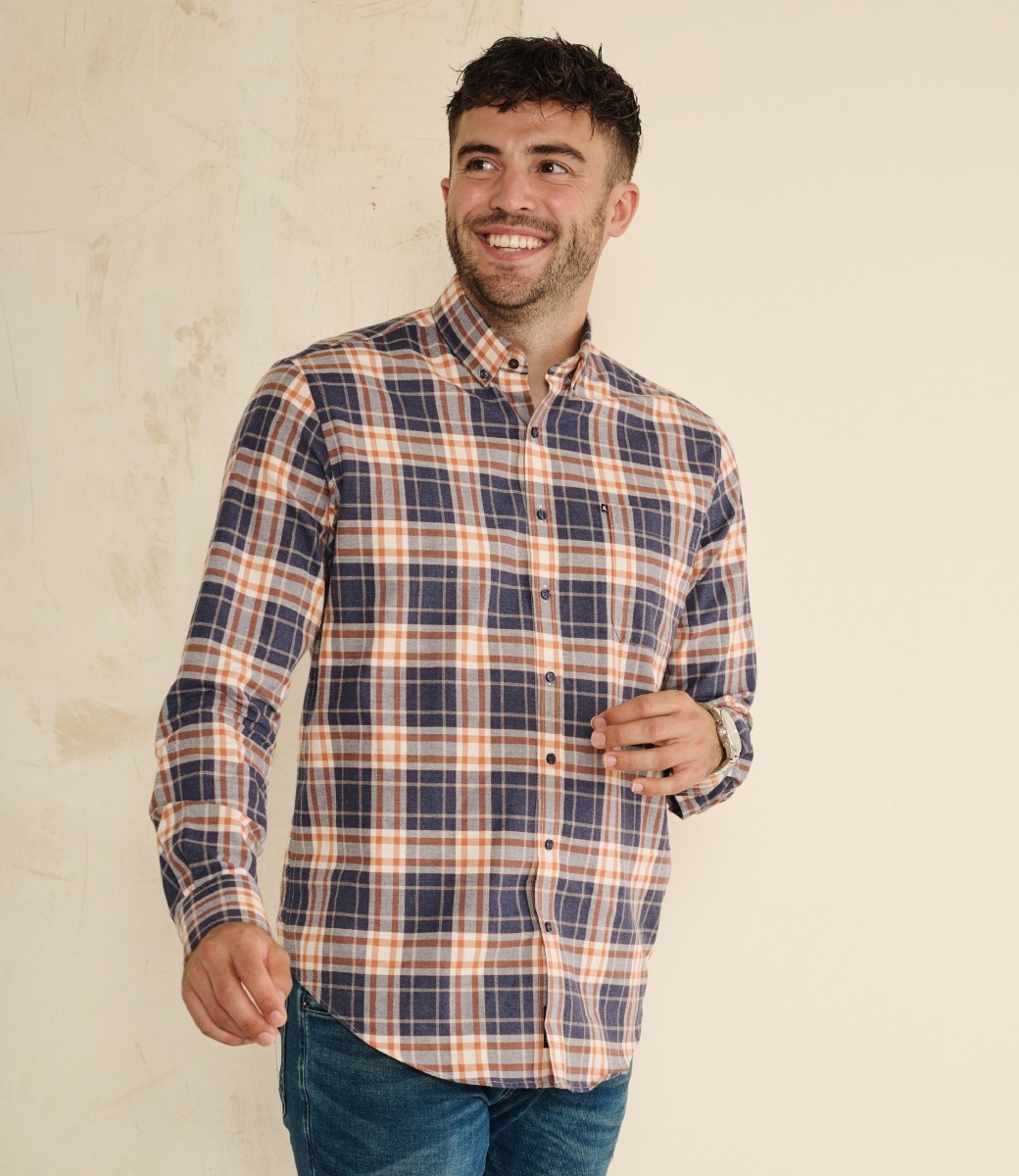 Oranje geruit regular hemd flanel FORMEN Formen