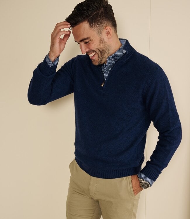 Short zip wool blend marine 1