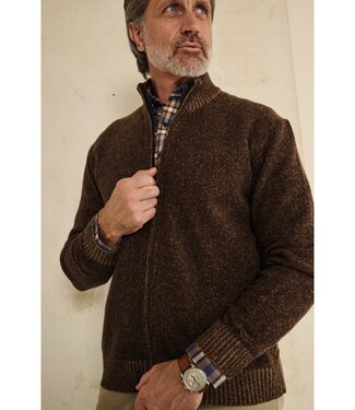 FORMEN Vest met rits dark camel