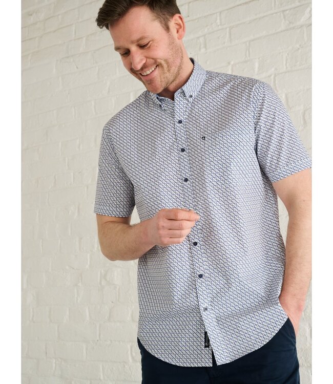 Hemd met blauw all-over dessin 3