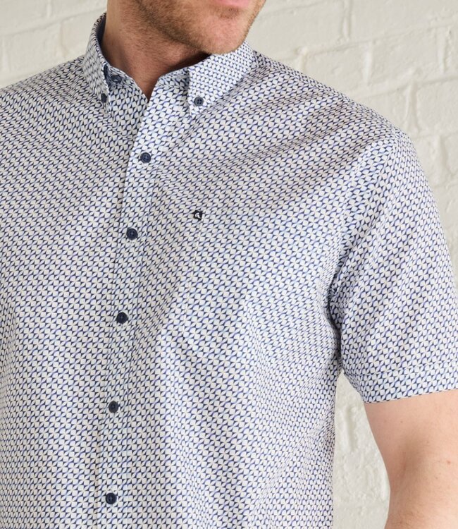 Hemd met blauw all-over dessin 2