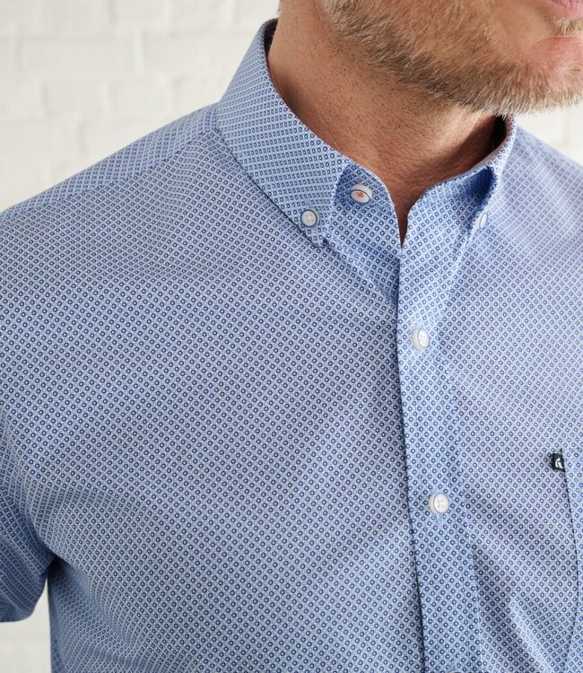 Kobaltblauw hemd met all-over print 1