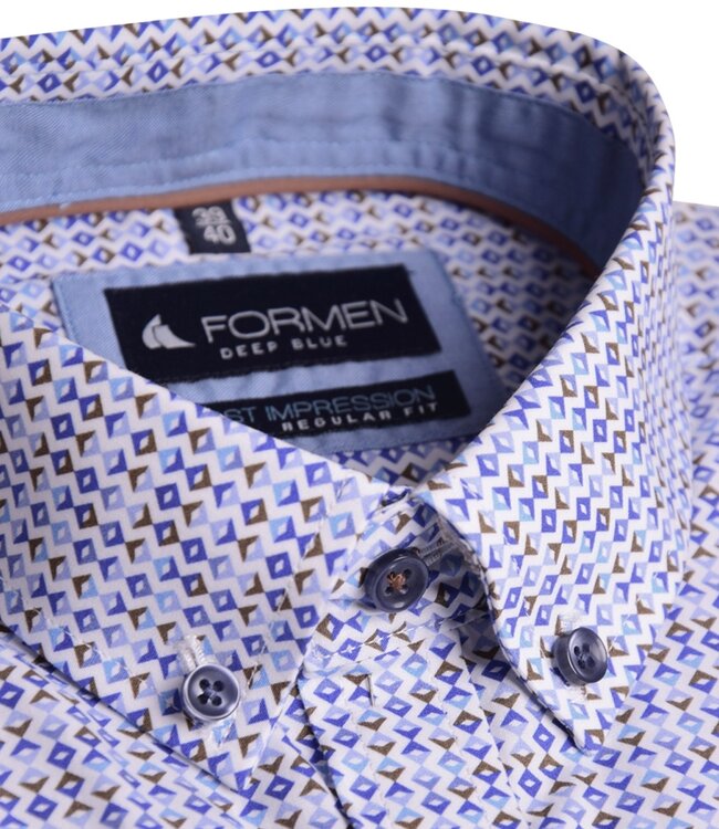 Zomerhemd met blauw-camel print 4