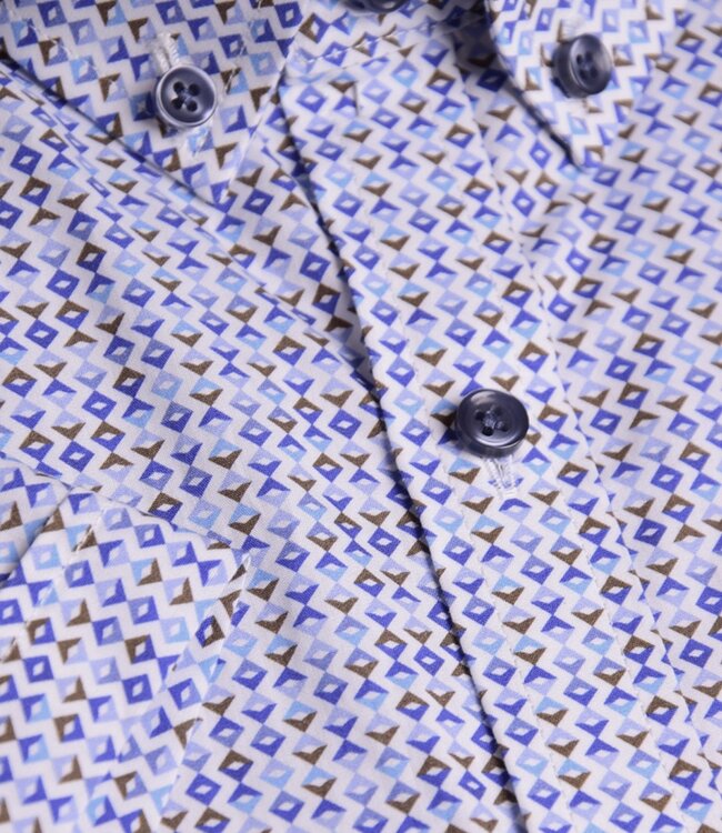 Zomerhemd met blauw-camel print 2