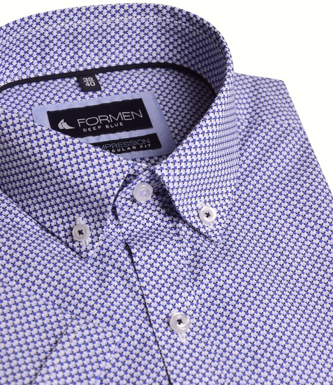 Blauw hemd met all-over print 2