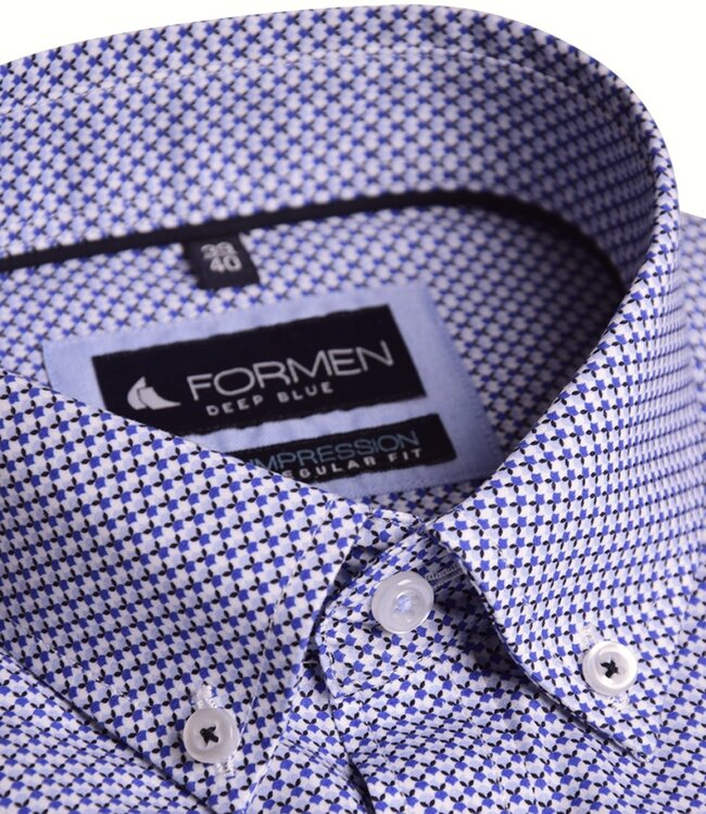 Blauw hemd met all-over print 4