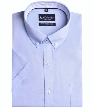 FORMEN Blauw oxford overhemd - korte mouw