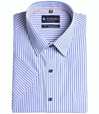 FORMEN Blauw gestreept zomerhemd