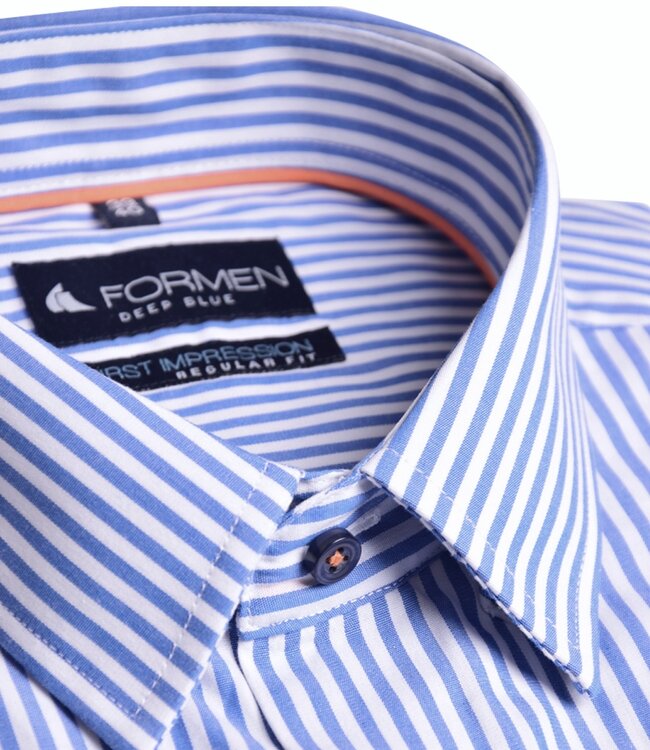 Blauw gestreept hemd - korte mouw 4