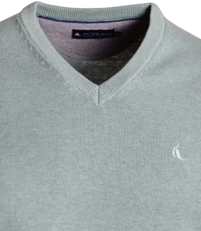 V-hals herentrui katoen saliegroen 3