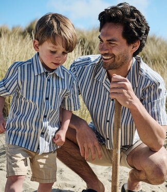 FORMEN Kinderhemd blauw-beige gestreept