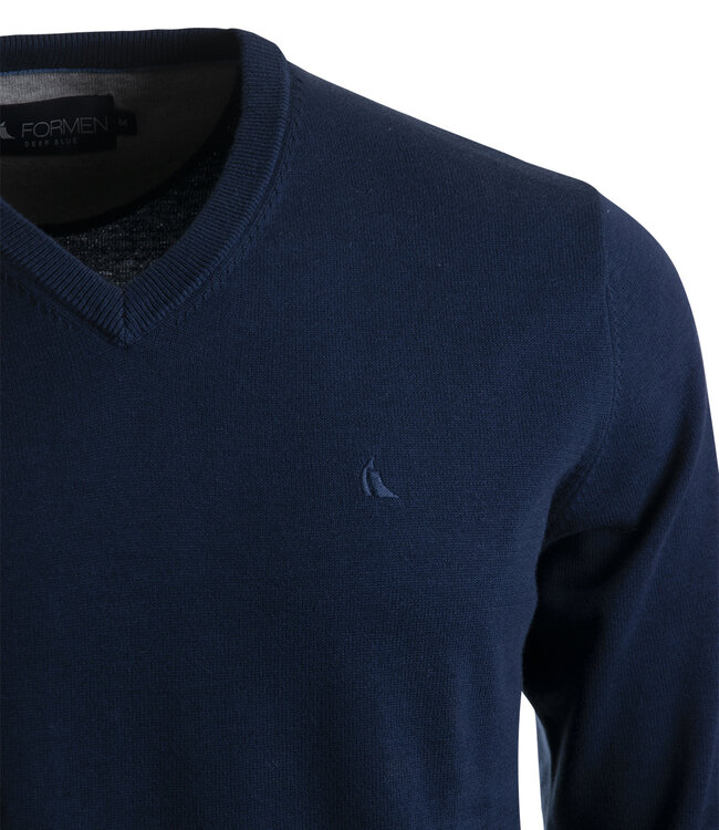 V-hals herentrui katoen navy 2
