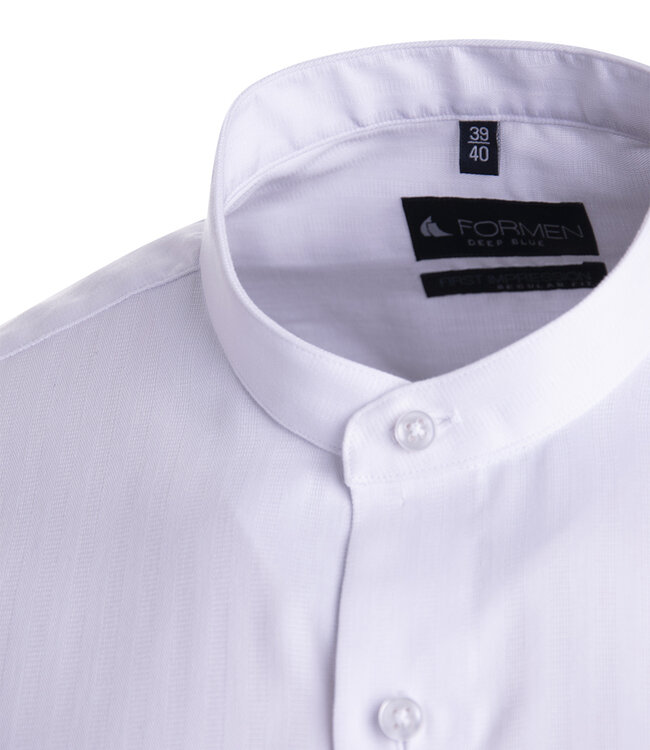 effen wit hemd met opstaande kraag 3