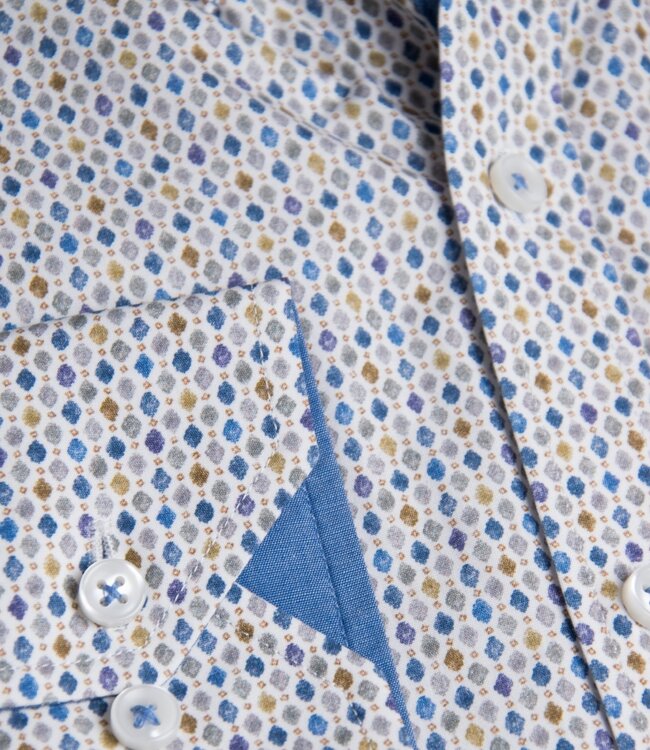 Groen-blauw printhemd poplin 4