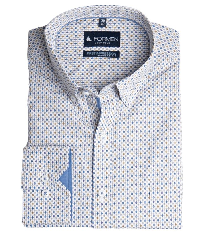 Groen-blauw printhemd poplin 5