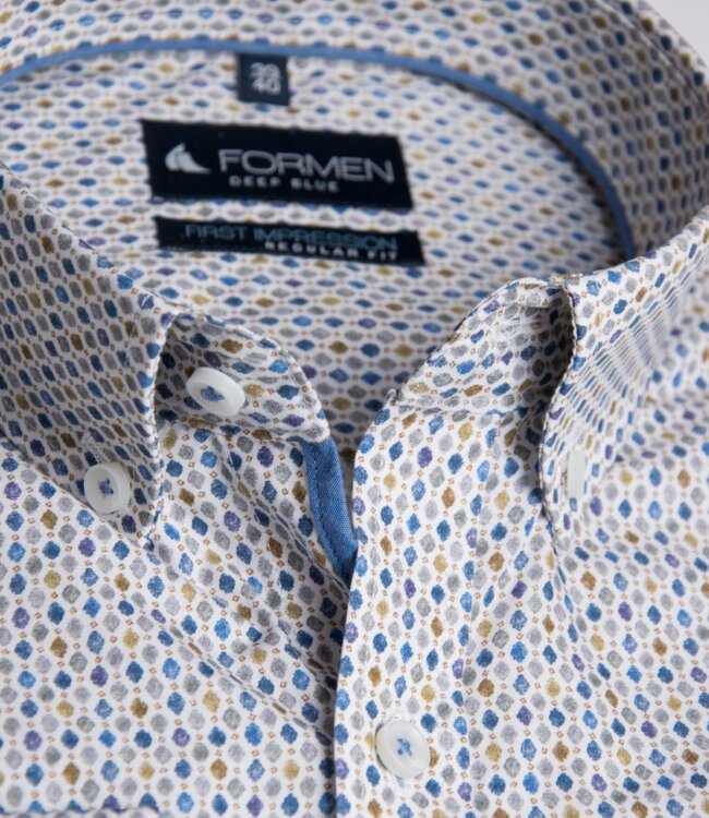 Groen-blauw printhemd poplin 3