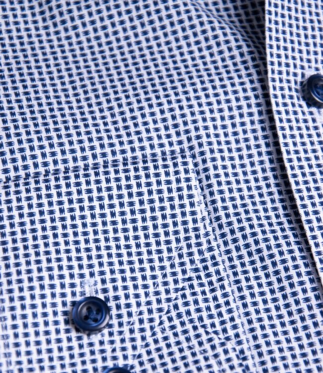 Donkerblauw printhemd poplin 2