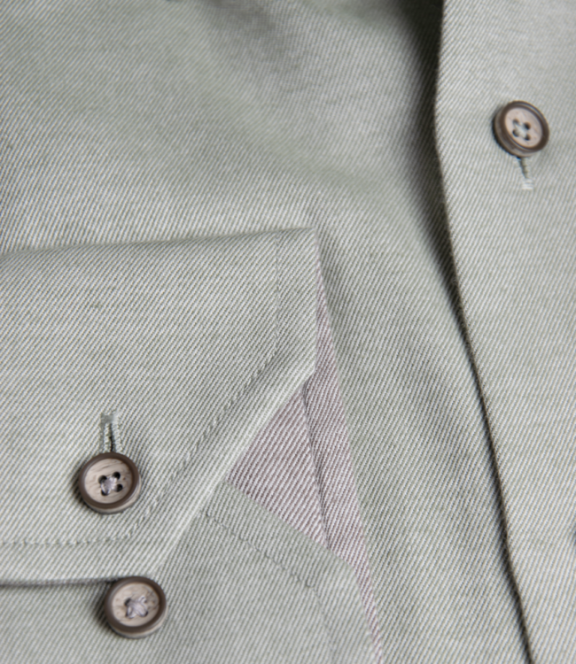 Slim fit mosgroen hemd brushed twill 2