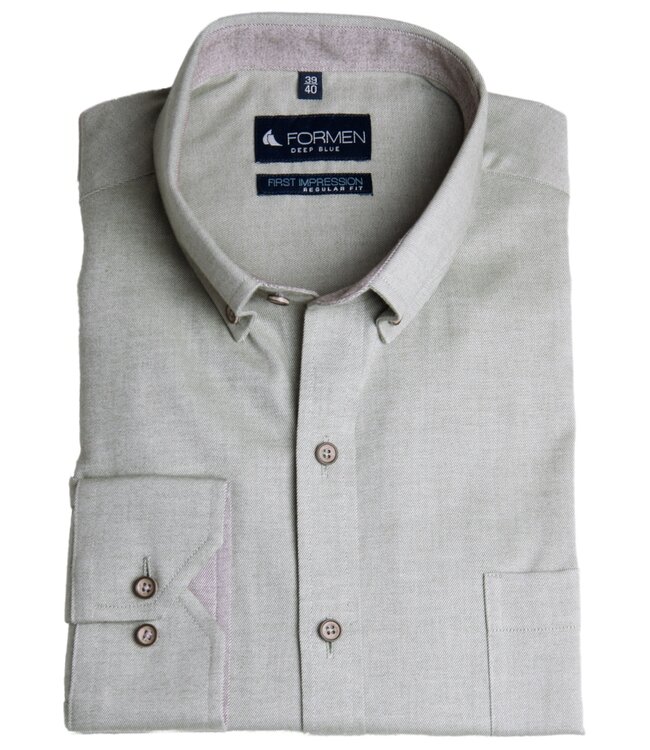 Mosgroen hemd brushed twill 3