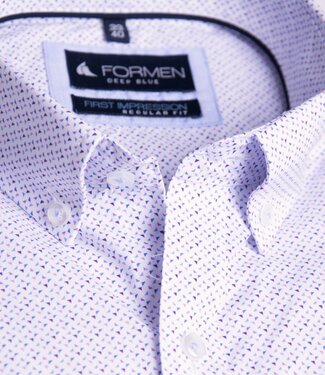 FORMEN Wit hemd met fijne lila print