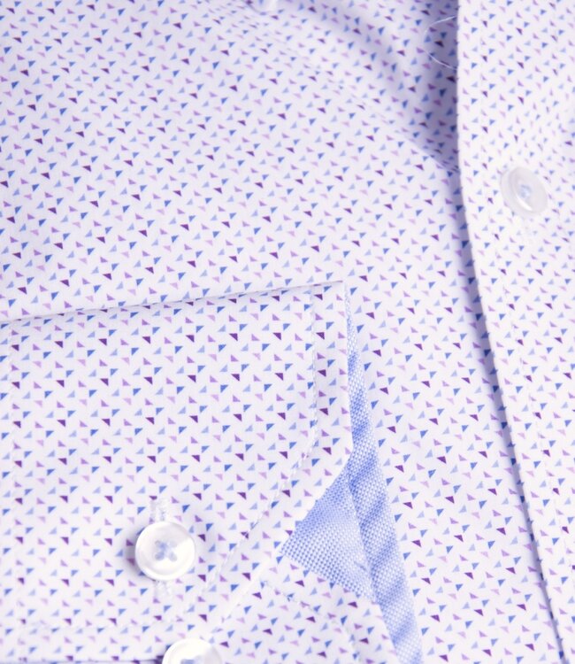Wit hemd met fijne lila print 2