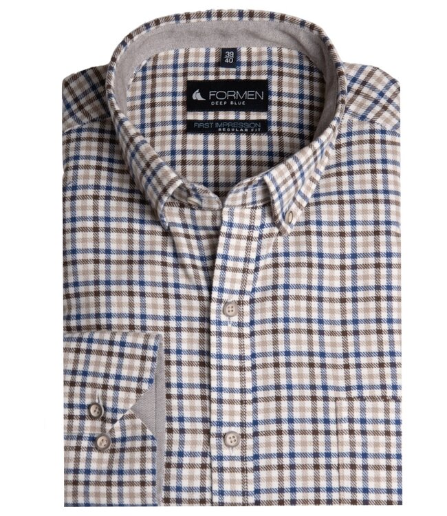 Bruin-beige geruit hemd flanel 4