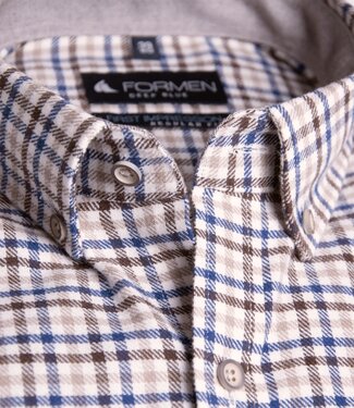 FORMEN Bruin-beige geruit hemd flanel