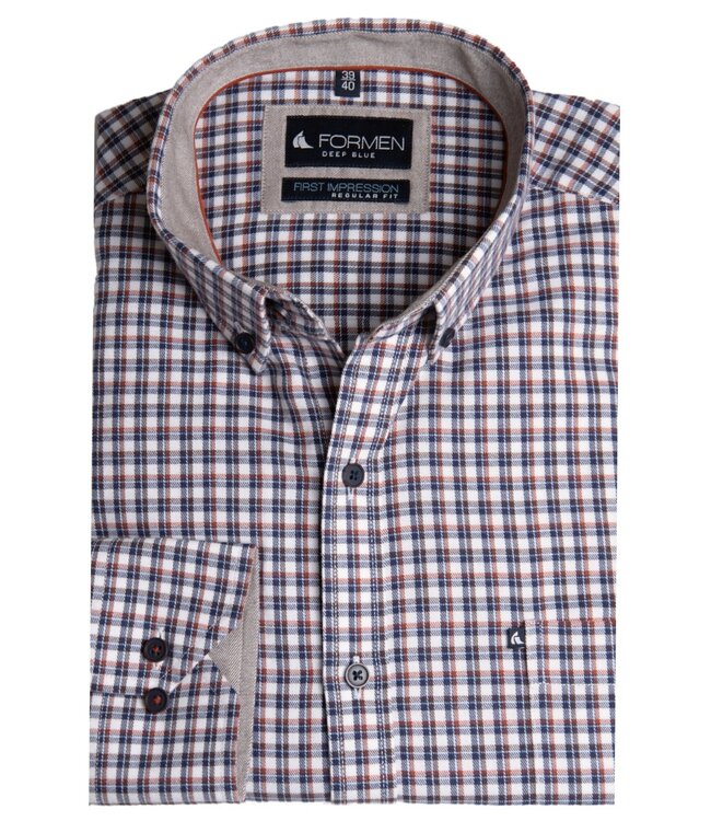 Blauw geruit hemd brushed twill 6