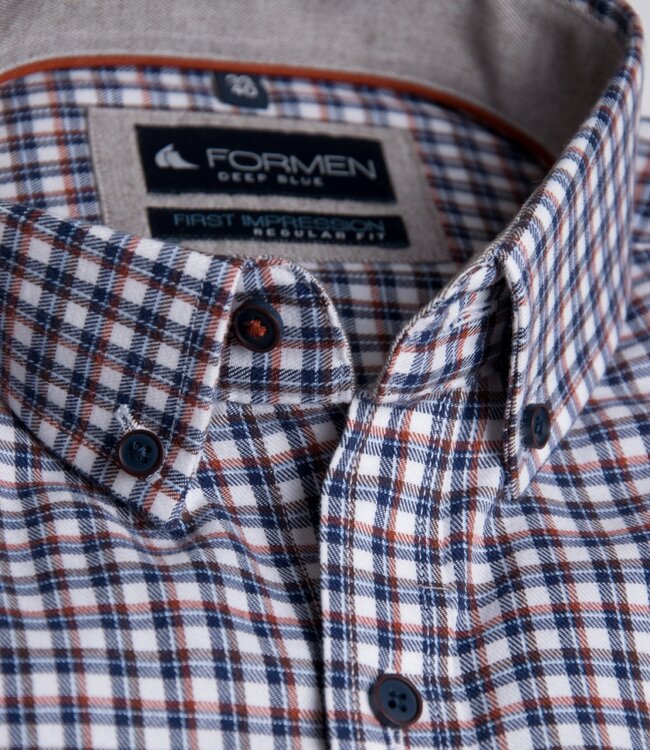 Blauw geruit hemd brushed twill 1