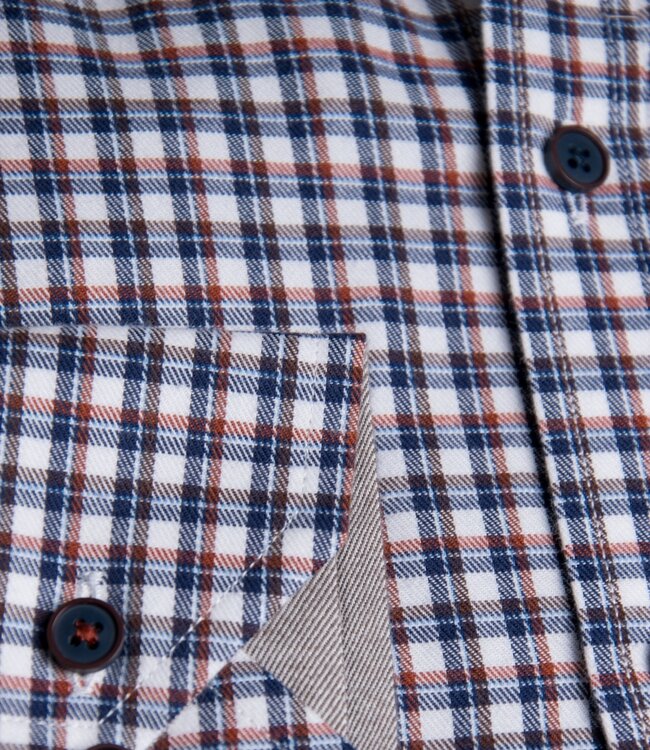 Blauw geruit hemd brushed twill 5