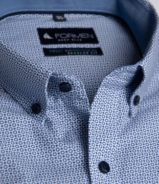 FORMEN Blauw printhemd poplin