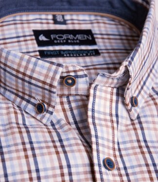 FORMEN Beige-camel geruit hemd