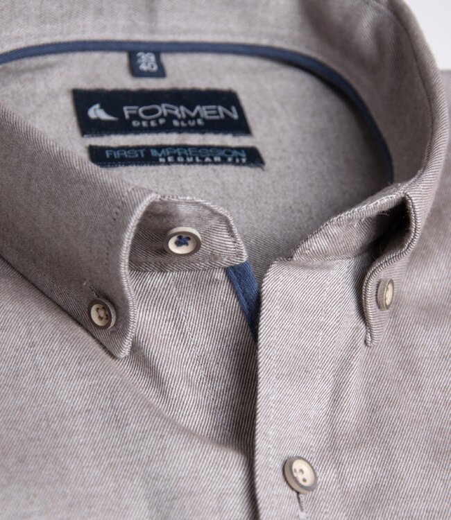 Effen zachtbruin hemd fijn flanel 1