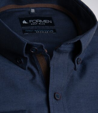 FORMEN Effen donkerblauw hemd twill