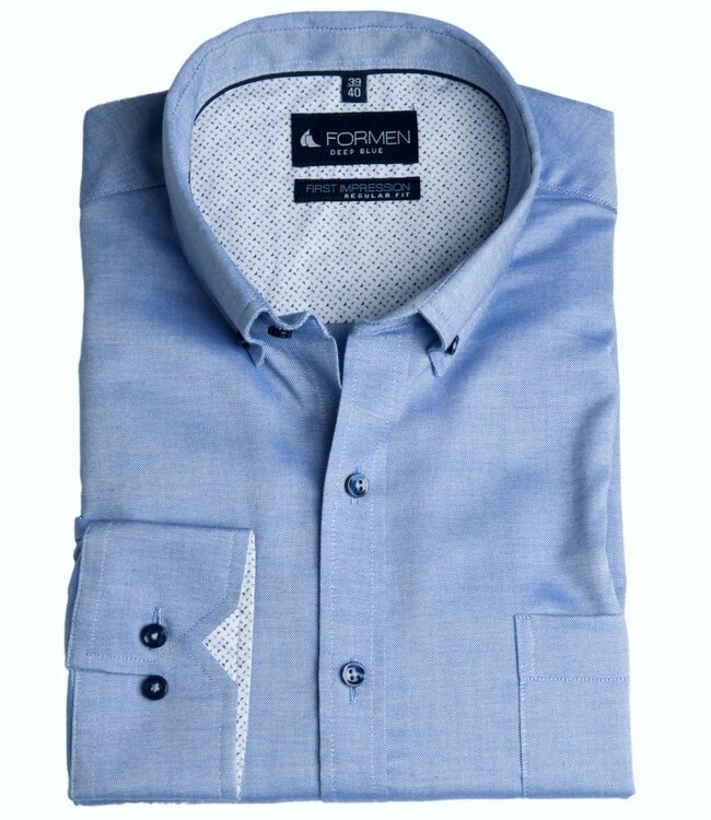 Effen blauw hemd met structuur 3