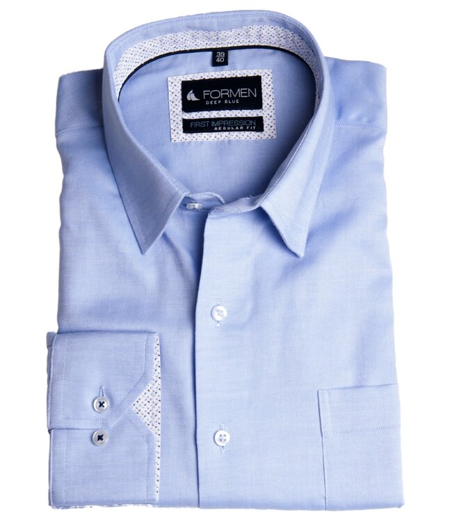 Effen lichtblauw hemd met structuur 3